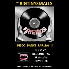 BIGTINYSMALLS, DJs, MUSIC, DANCE, COVER, $5, DEC 15, DRINK SPECIALS, VINYL