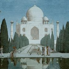 art, asian, Taj Mahal, woodblock print