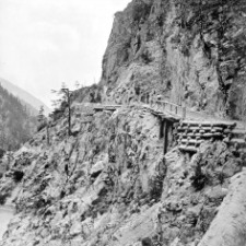Men working on the Cariboo Wagon Road, around 1868.  Photograph by Frederick Dally, D-08064 RBCM/BC Archives 