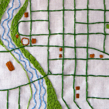 art, art classes, art courses, art school, textile art, fabric art, Mapping with Thread