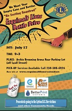 Esquimalt, Lions, Bottle Drive, Lytton, Fire, Non-profit, pick-up