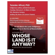 Taiaiake, VIU, talk, decolonization, indigenous