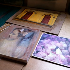 photography, printing, encaustic painting