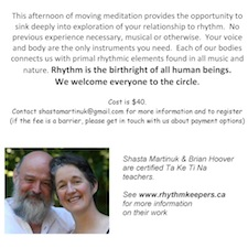 Rhythm Keepers, Community, workshop, connection, meditation, 