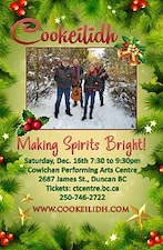 cookeilidh, making spirits bright, music, concert, christmas, victoria bc, cowichan theatre, cowichan, duncan bc, nanaimo bc, parksville bc, christmas concert, concert, holiday season, vancouver island, holiday events, celtic, celtic musi