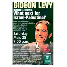 Gideon Levy, journalist, lecture, University of Victoria, Victoria, Palestine, Israel