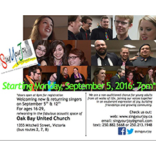 SingYourJoy, young adults, singing, choral, choir, music, Victoria, community