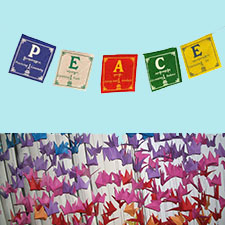 peace, flags, 1000 cranes