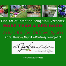 feng shui, fine art of intention, workshop, fundraiser, gardens on Anderton,