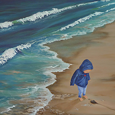 water, beach, painting