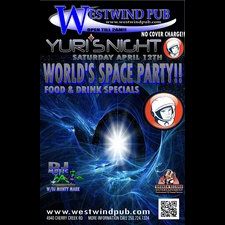 Westwind, poster, Yuri, Yuri's Night, space, party, DJ, costumes, bar, menu