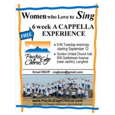 PACIFIC, EDGE, CHORUS, free, 6 week, a cappella, voice lessons, perform, sing