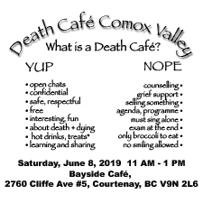 Death and Dying, Death Cafe, June 8 11 am, Bayside Caf�