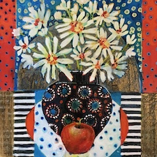 painting, original painting, flowers, vase, garden, daisies