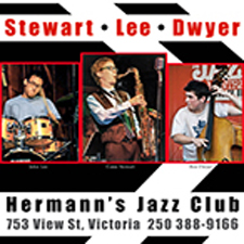 Stewart, Lee, Dwyer, Trio, Hermann's, Victoria, music, jazz, concert, combo, ssaxophone, bass, drums