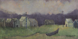 Port Simpson, oil painting, Dorothy Jarvis, exhibition, sunset, canoe, art,