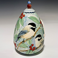 bird feeder, porcelain, hand-made, pottery, ceramic, wheel-thrown, pod bird feeder, pod, feeder, 