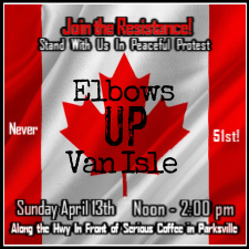 #elbowsupvanisle #elbowsup #elbowsupcanada #canadastrong #parksvilleevent #peacefulprotest