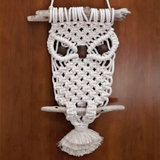 LostArtsClub, macrame course, owl wall hanging, macrame knots, beginner macrame, DIY macrame, macrame art, creative workshop