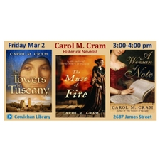muse of fire,carol,cram,book,author,reading,signing,duncan,cowichan,free,novel,fiction,history,historical