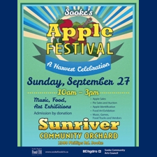 local, orchard, apple, fruit, farm, food, garden, agriculture, buy local, regional agriculture, Sooke, East Sooke, Shirley, art, children, fundraiser, plants, awareness, exhibition, Sooke Food CHI, Sooke Community Arts Council, Slow Food, family, pie, apple identification, games