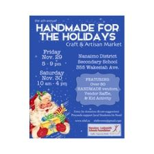 Handmade for the Holidays, craft fair, Nanaimo, Nanaimo-Ladysmith Schools Foundation, free, community, family