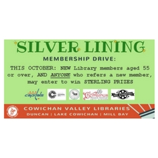 silver lining,seniors,elders,elderly,55+,library,free,membership,library card,October,prizes,prize draw,winner