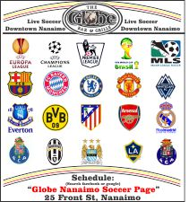 The Globe Hotel, Nanaimo, Soccer, Live, Sport, Watch, Beer, food, Premier League, World Cup, Champions League, White Caps, MLS