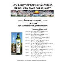 Palestine, Israel, justice, peace, olive oil, Duncan