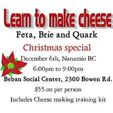 cheese, cheese making, cheese course, cheese class, nanaimo, christmas