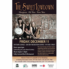 The Sweet Lowdown, concert, live music, old time music, guitar, banjo, fiddle, Oak Bay Recreation Centre, 