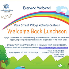 Lunch, luncheon, entertainment, live, puppets, musical, music, British, sing-a-long, fun