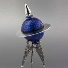 glass, dichroic glass, UFO, treasure box, space ship, Jo Ludwig, KilnArt Glass Studio, Cowichan Valley Artisans, craft, fine craft, art, glass art, 