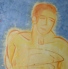 Man, painting, exhibition, exhibit, acrylics, art, opening, reception, gallery, 