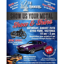 2018 Show and Shine, poster, carshow, trucks, motorcycle, donation, BBQ, GyroPark, family, 
