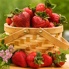 strawberries, wine