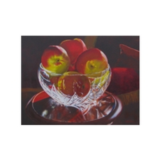 acrylic painting, crystal glass, apples, Claire Christinel, still life