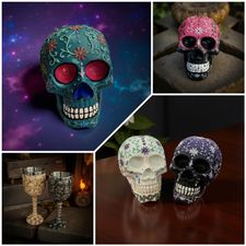 arts, crafts, resin-painting, sugar-skull, skull-chalice, halloween-decor, day-of-the-dead, lostartsclub
