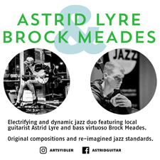 astrid, lyre, duo, brock, meades, music, jazz, guitar, bass, improvised, live, art, concert, performance, duet