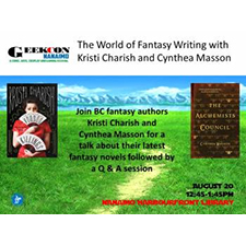 GEEKCON, VIRL, Nanaimo, FANTASY, Cynthea Masson, Kristi Charish, books, free, author reading, BC author