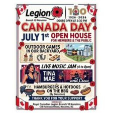 Canada Day ,July 1st,Royal Canadian Legion, Branch 10 Nanaimo,open house, live music, BBQ, family friendly, no admission fee 