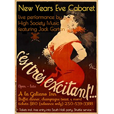 New Year's Eve, Cabaret, NYE, Galiano, Galiano Island, dancing, music, celebration,