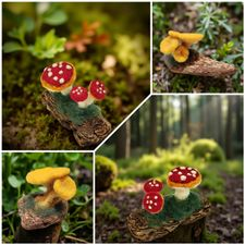 arts, crafts, needle-felting, felted-mushroom, fairy-house, wool-art, handmade-decor, lostartsclub