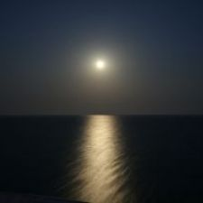 full moon, evening, water