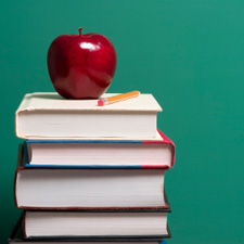 books, teacher, apple, blackboard