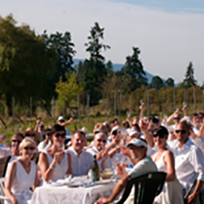 white dinner, wine, music