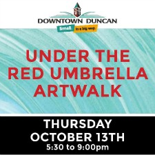 Fall, Downtown Duncan, Art, Under the Red Umbrella, October, Event