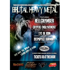 The Globe Hotel brings you a crushing night of BRUTAL Heavy Metal LIVE!!!!!!  Hellchamber is a Canadian Metal/Hard Rock band from Vancouver that formed in late 2011. Hellchambers debut EP was released in summer 2012 and has enjoyed airplay on several Fm and internet radios stations. 2013 the band was determined to produce an LP of quality so they hired Chris 'Hollywood