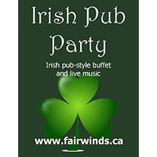 Pub, dinner, buffet, St Patty's Day, live music 