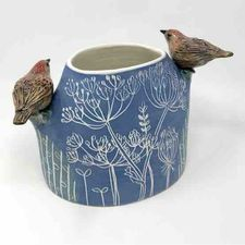 pottery, clay, vase, carved clay, handmade, bird sculpture, bird, ceramics, made on the wheel, 